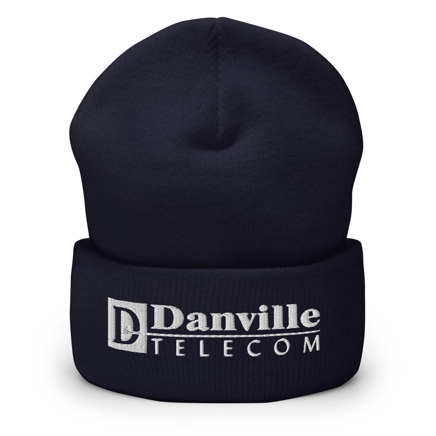 💡Danville Telecom Cuffed Beanie: White Logo/Grey Spark