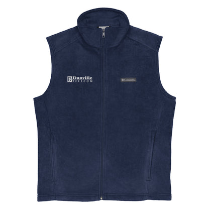 💡Danville Telecom Men’s Columbia fleece vest: White Logo/Grey Spark