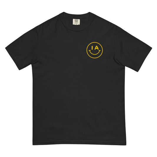 IA 😃 Embroidered Black Unisex Garment-dyed T-shirt - AVAILABLE NOW